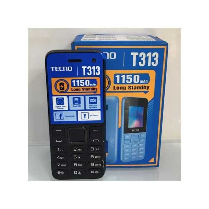 Tecno Téléphone Portable T313 – Dual Sim, Appareil Photo, Radio FM