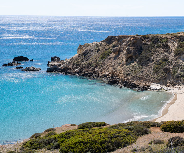 Beach in Crete island with golden sand