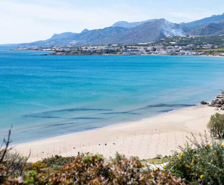 Beach in Crete island with golden sand