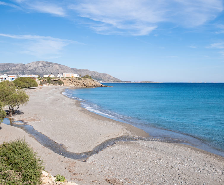 Beach in Crete island with golden sand