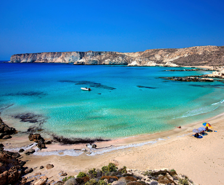 Beach in Crete island with golden sand