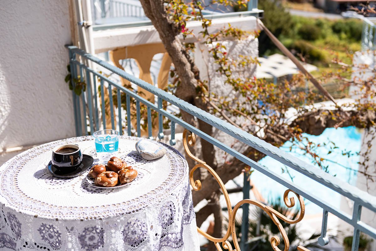 Afroditi Apartments, Balcony with a table