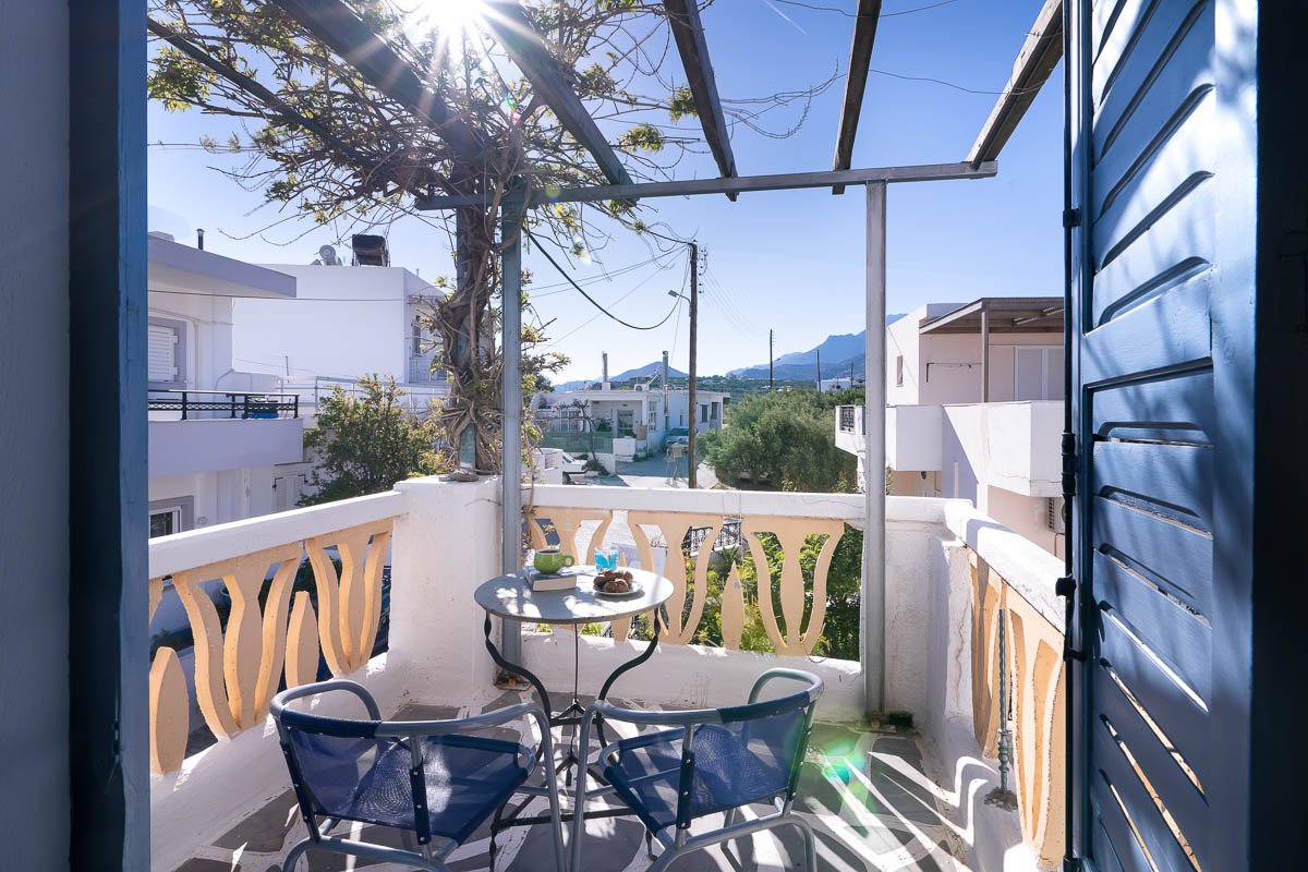 Afroditi Apartments, Balcony with a table