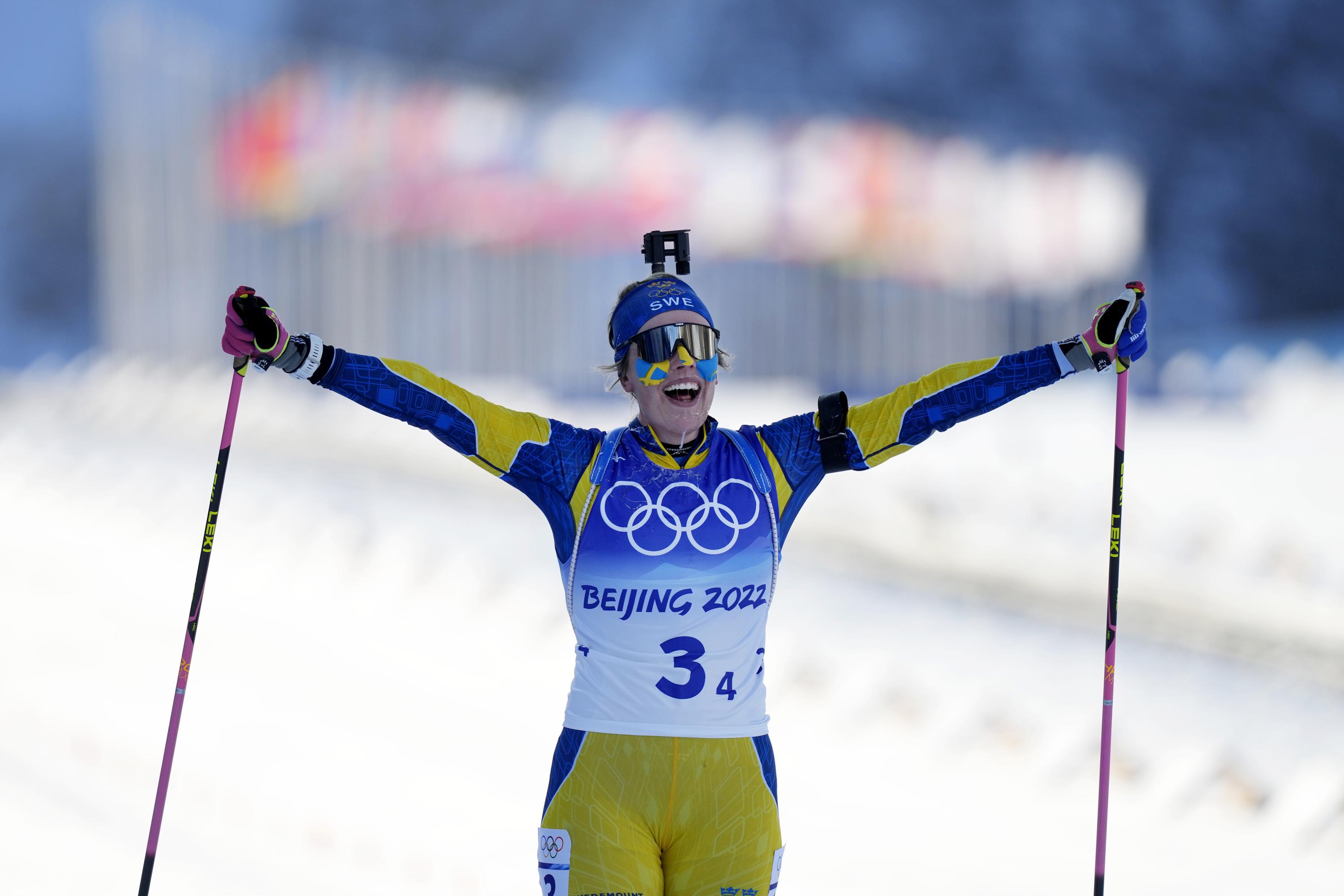 Sweden takes Olympic gold in 4woman biathlon relay AP News