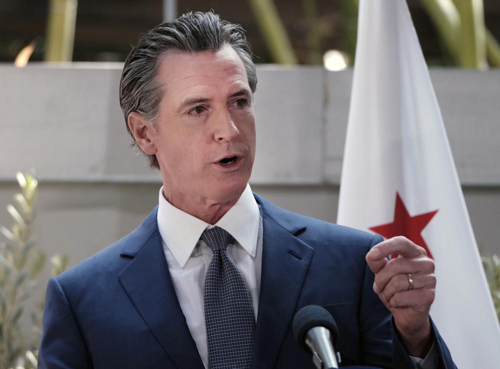 FILE - California Gov. Gavin Newsom answers questions at a news conference in Los Angeles, on June 9, 2022. Newsom declared a state of emergency over monkeypox, becoming the second state in three days to take the step. (AP Photo/Richard Vogel, File)