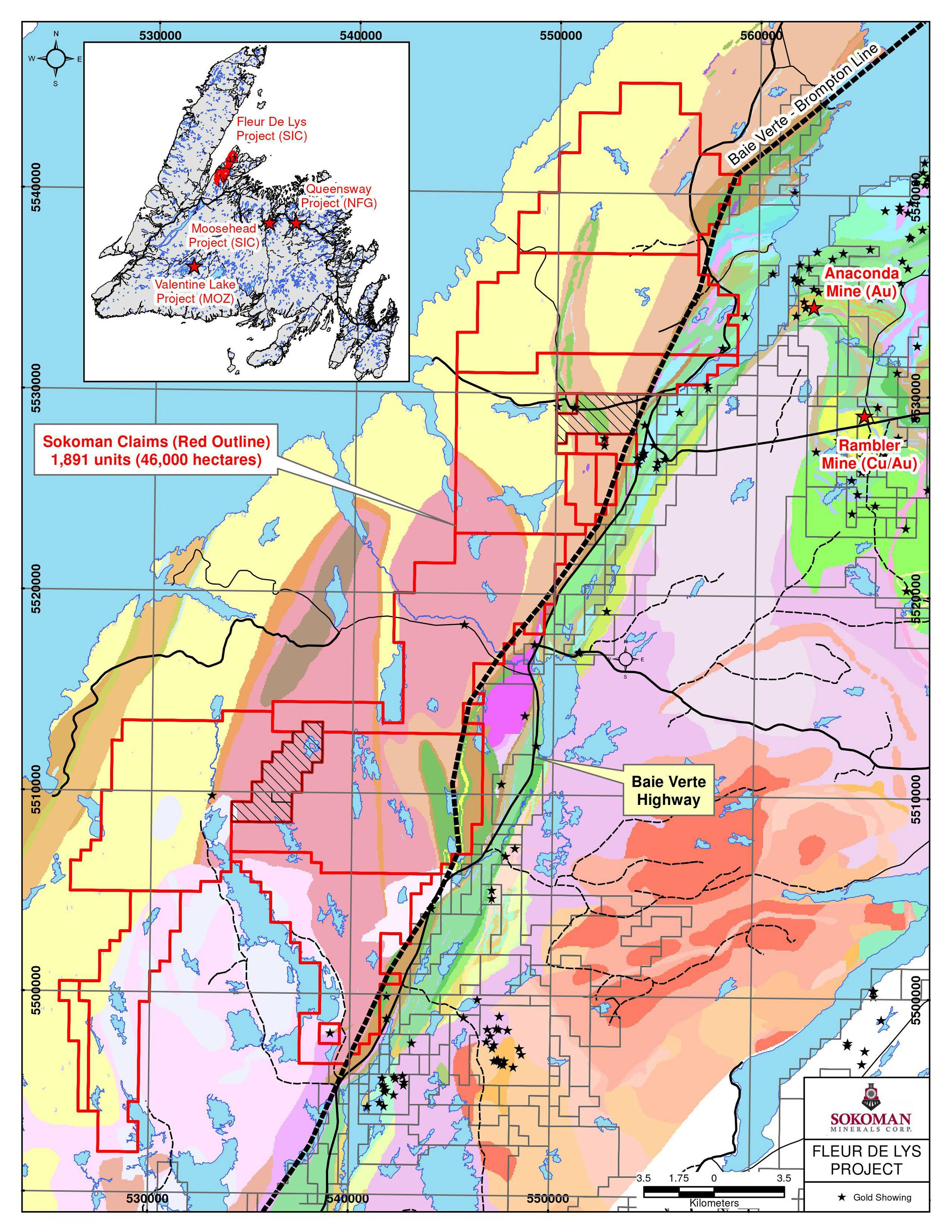 Sokoman Acquires DistrictScale Property in NW Newfoundland Fleur de Lys Project Targets