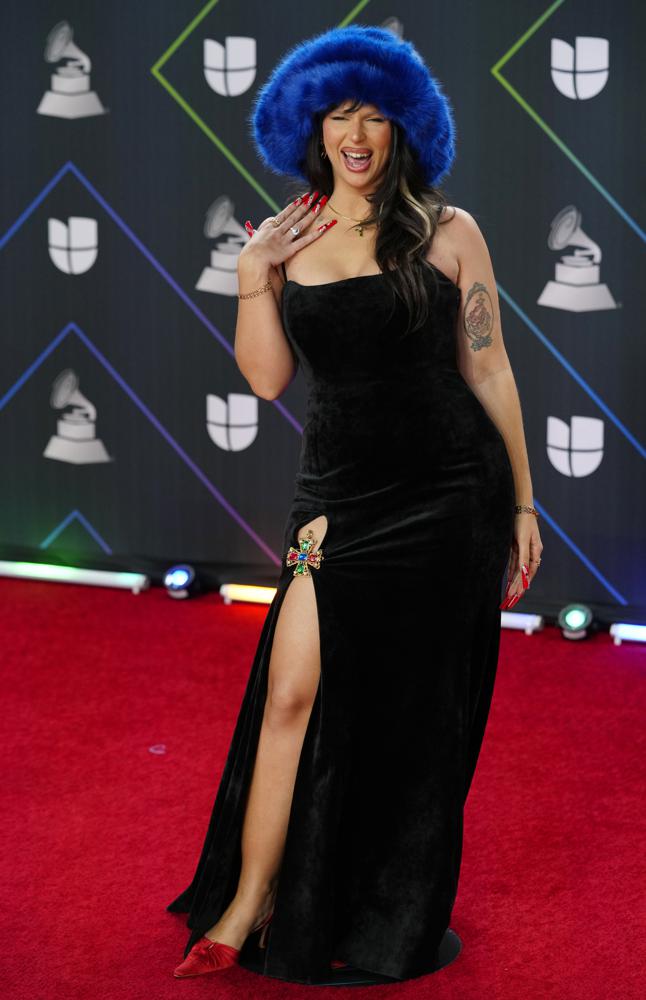 Nathy Peluso llega a la 22ª entrega del Latin Grammy el jueves 18 de noviembre de 2021 en el MGM Grand Garden Arena en Las Vegas. (Foto Eric Jamison/Invision/AP)