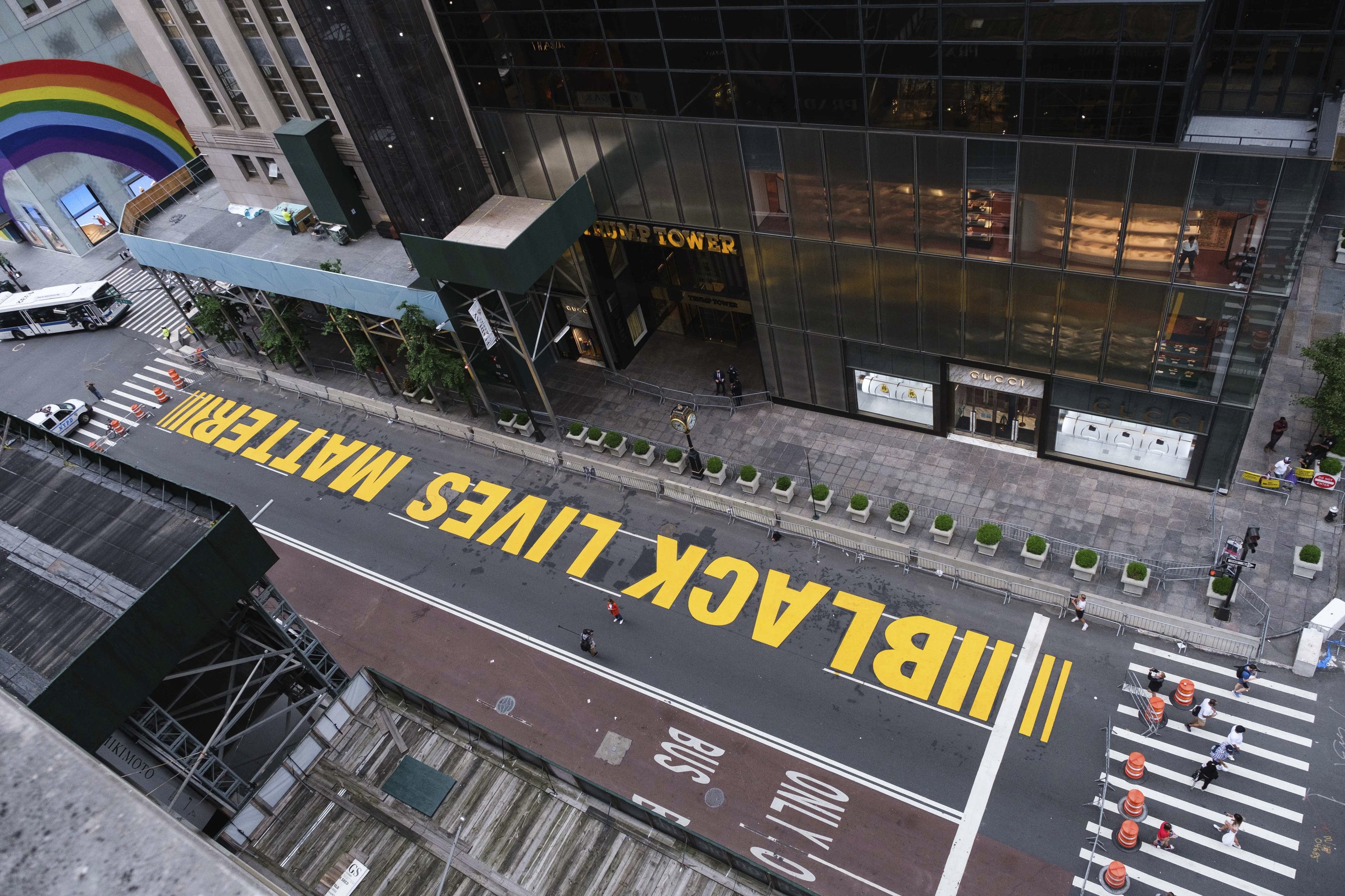 'Black Lives' mural outside Trump Tower defaced for 3rd time