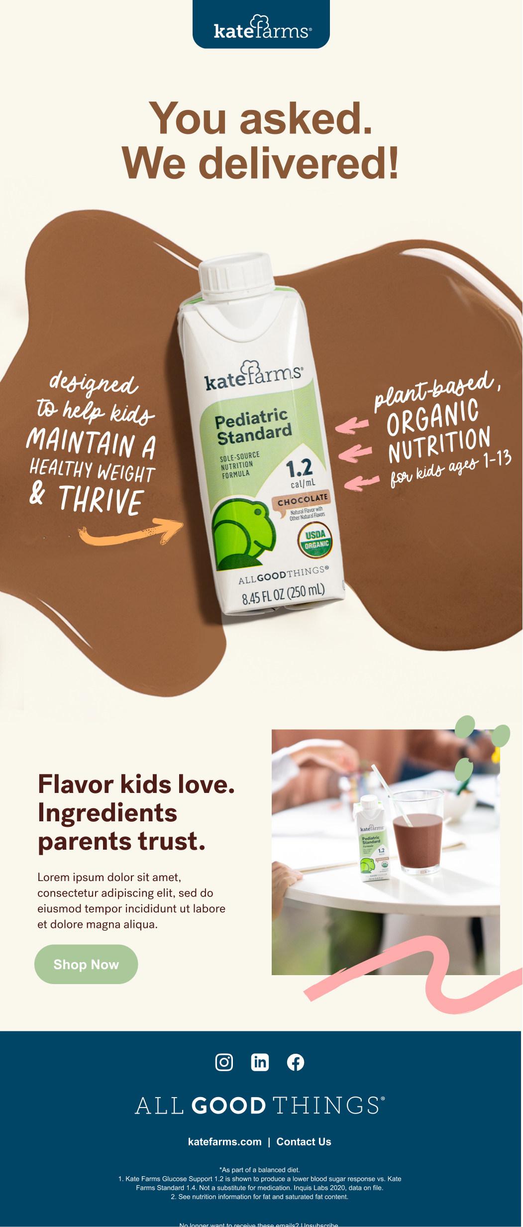 Kate Farms Launches Chocolate Flavor of Pediatric Standard 1.2 Plant