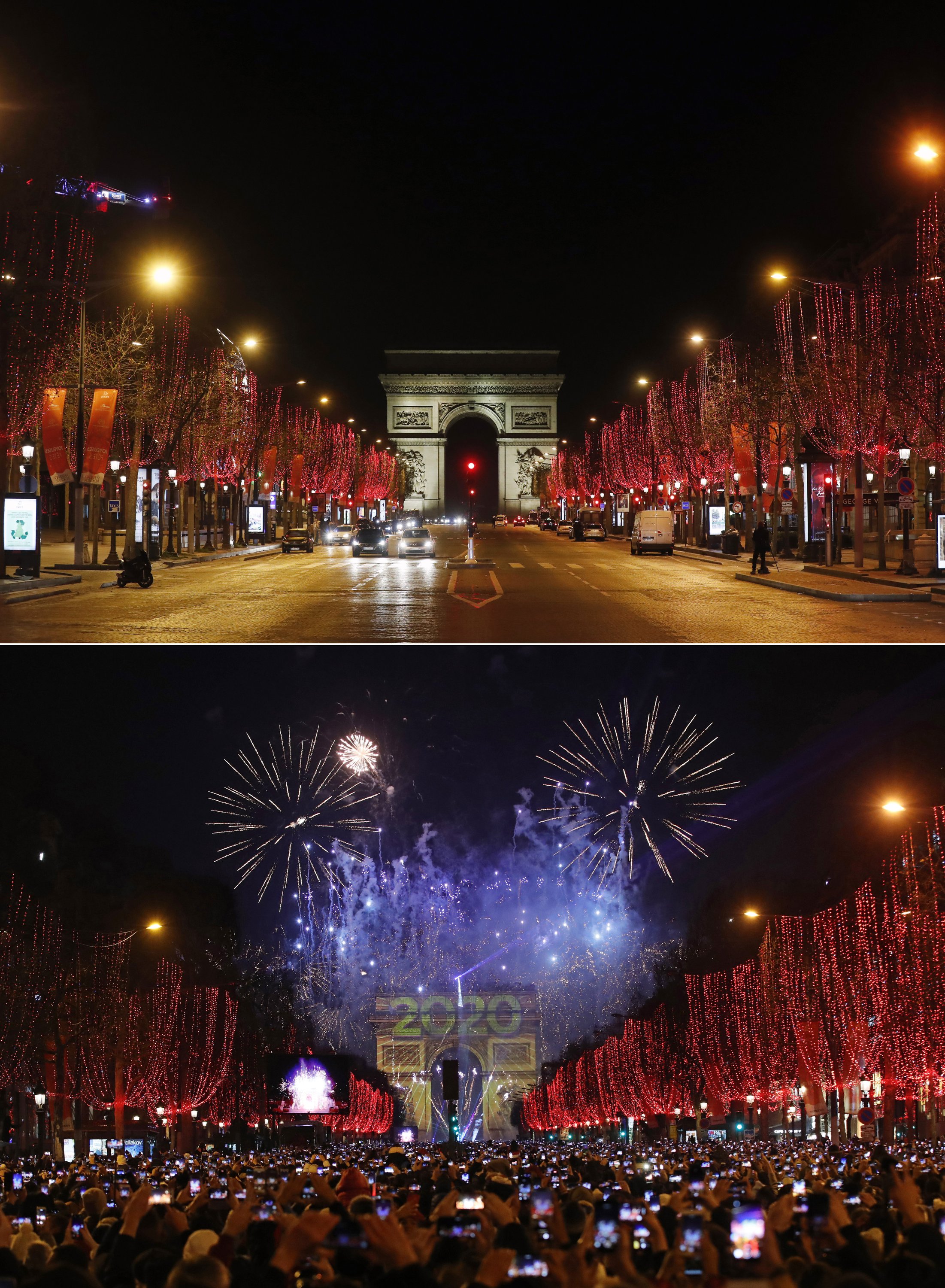 Images from then and now show New Year’s contrast