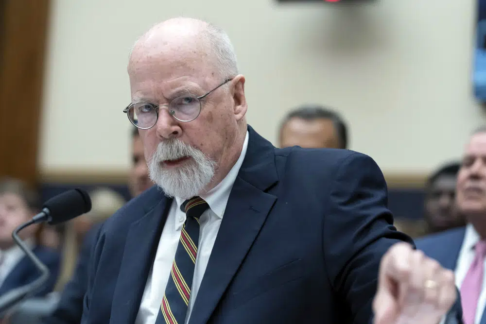 El abogado especial John Durham testifica ante el Comité Judicial de la Cámara de Representantes el miércoles 21 de junio de 2023 en Capitol Hill en Washington. Durham completó recientemente su informe sobre la investigación del FBI sobre la campaña de Trump de 2016. (Foto AP/José Luis Magaña)