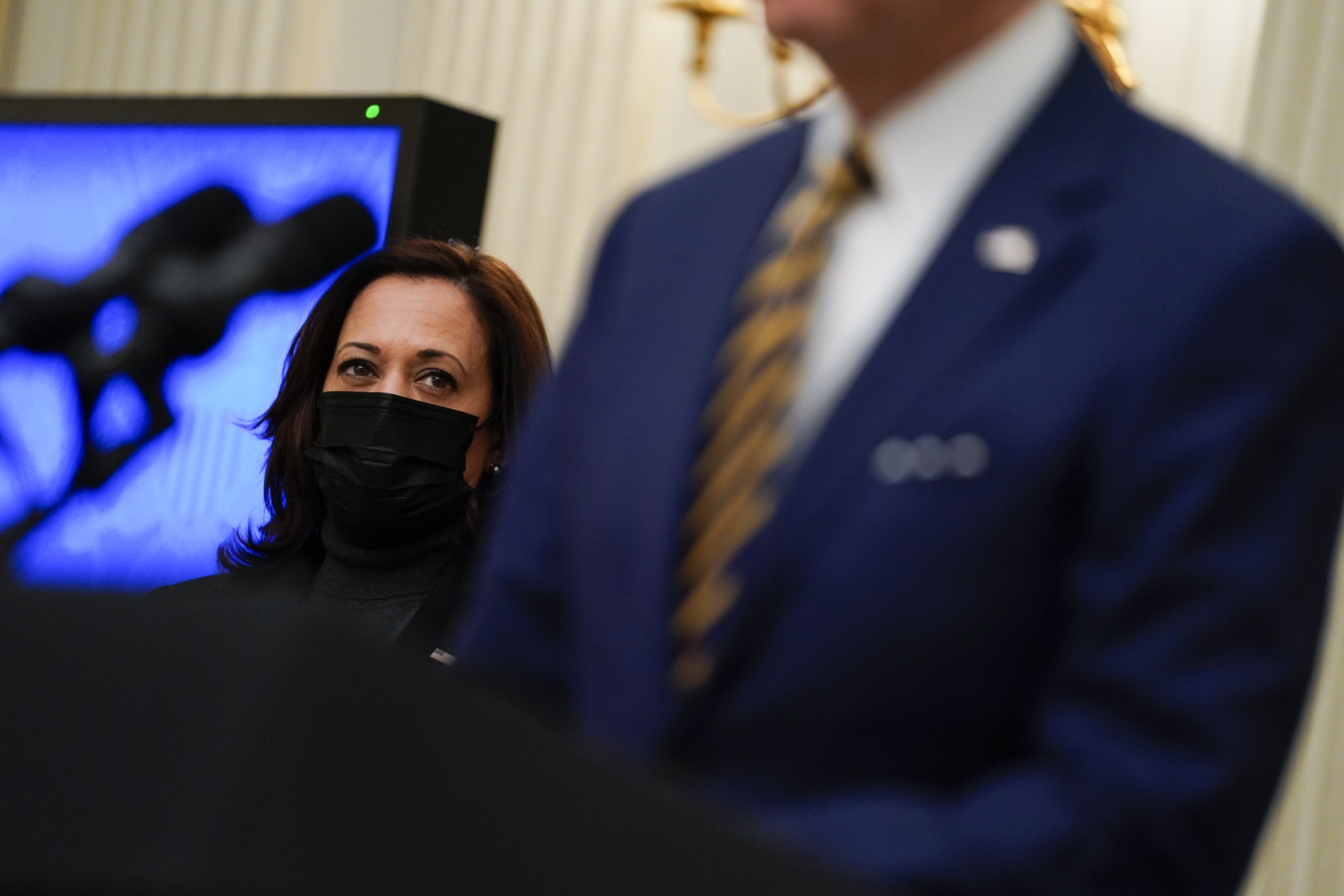 The interview flap shows challenges as Harris installs as VP