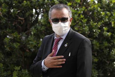 ARCHIVO - El director general de la OMS, Tedros Adhanom Ghebreyesus, a su llegada a una reunión de ministros de finanzas y de salud del G20 en Roma, el 29 de octubre de 2021. (AP Foto/Alessandra Tarantino, Archivo)