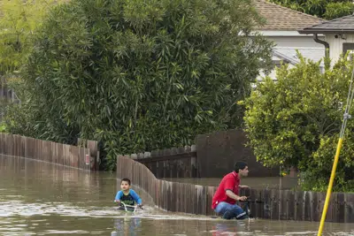 La escena después de las tormentas en Watsonville, California, el 11 de marzo de 2023. (AP foto/Nic Coury)