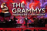 Randy Rainbow presents an award on stage at the 65th annual Grammy Awards on Sunday, Feb. 5, 2023, in Los Angeles. (AP Photo/Chris Pizzello)