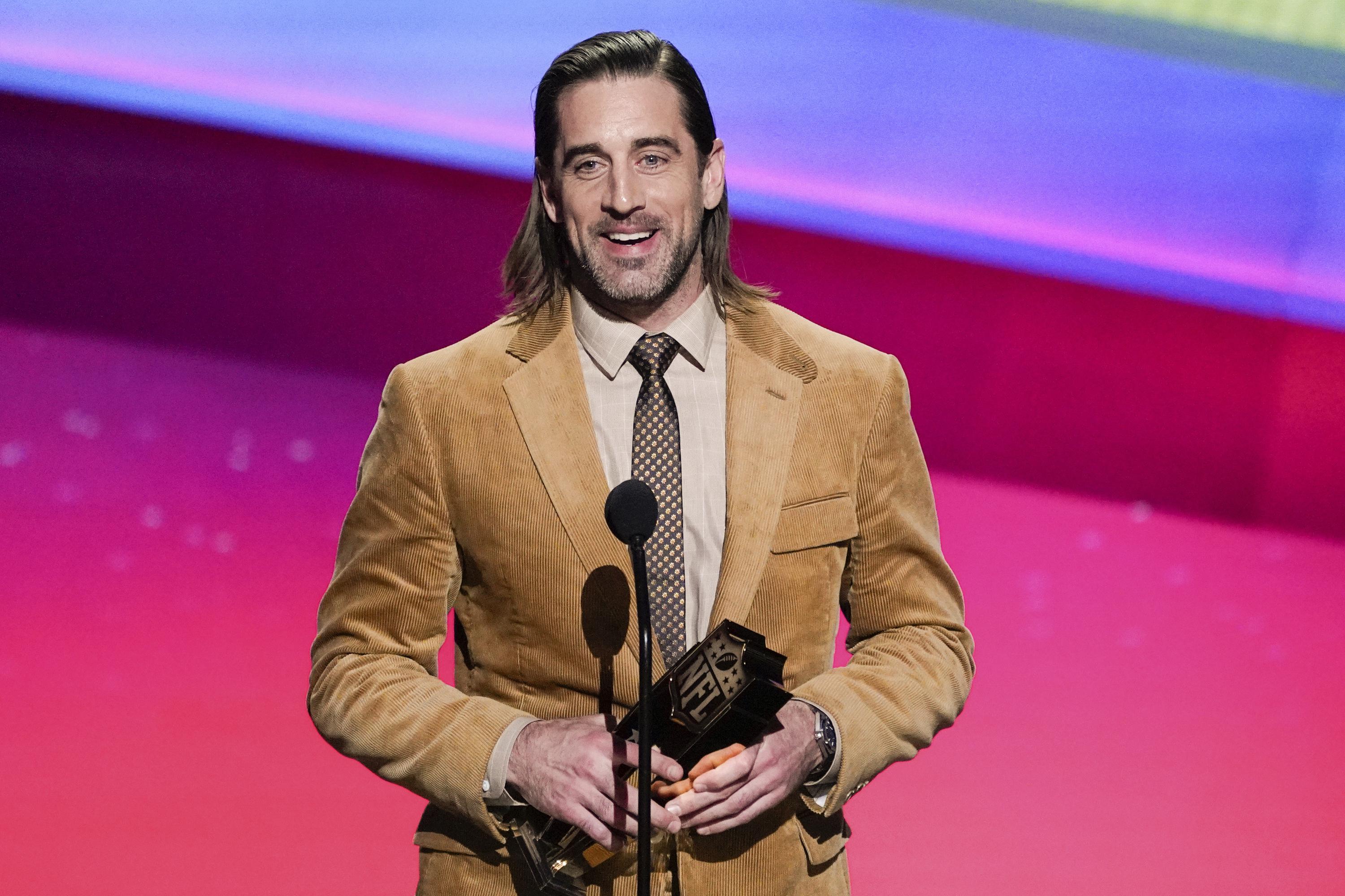 Aaron Rodgers accepts his second straight NFL MVP Award