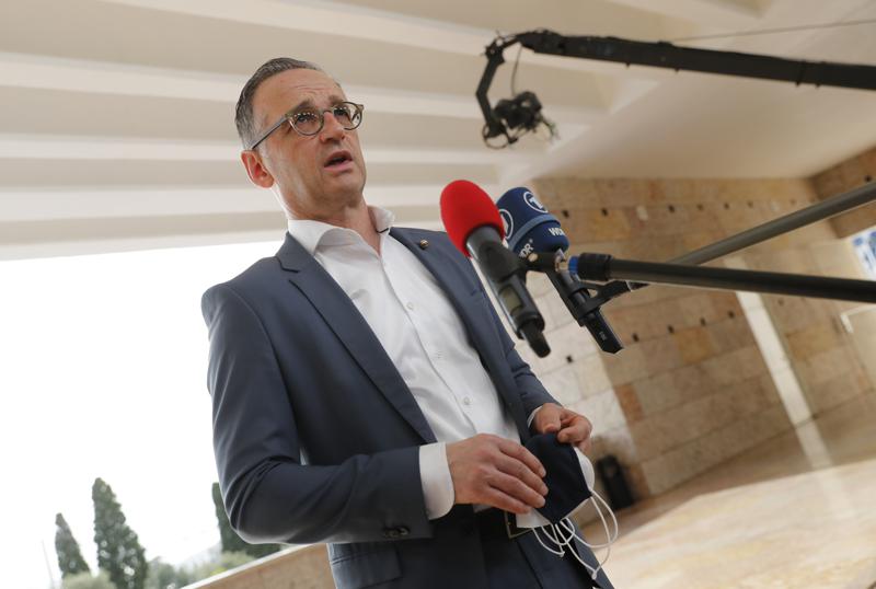 German Foreign Minister Heiko Maas arrives for a meeting of EU foreign ministers in Lisbon, Thursday, May 27, 2021. European Union foreign ministers meet Thursday to discuss EU-Africa relations and Belarus. (AP Photo/Armando Franca)