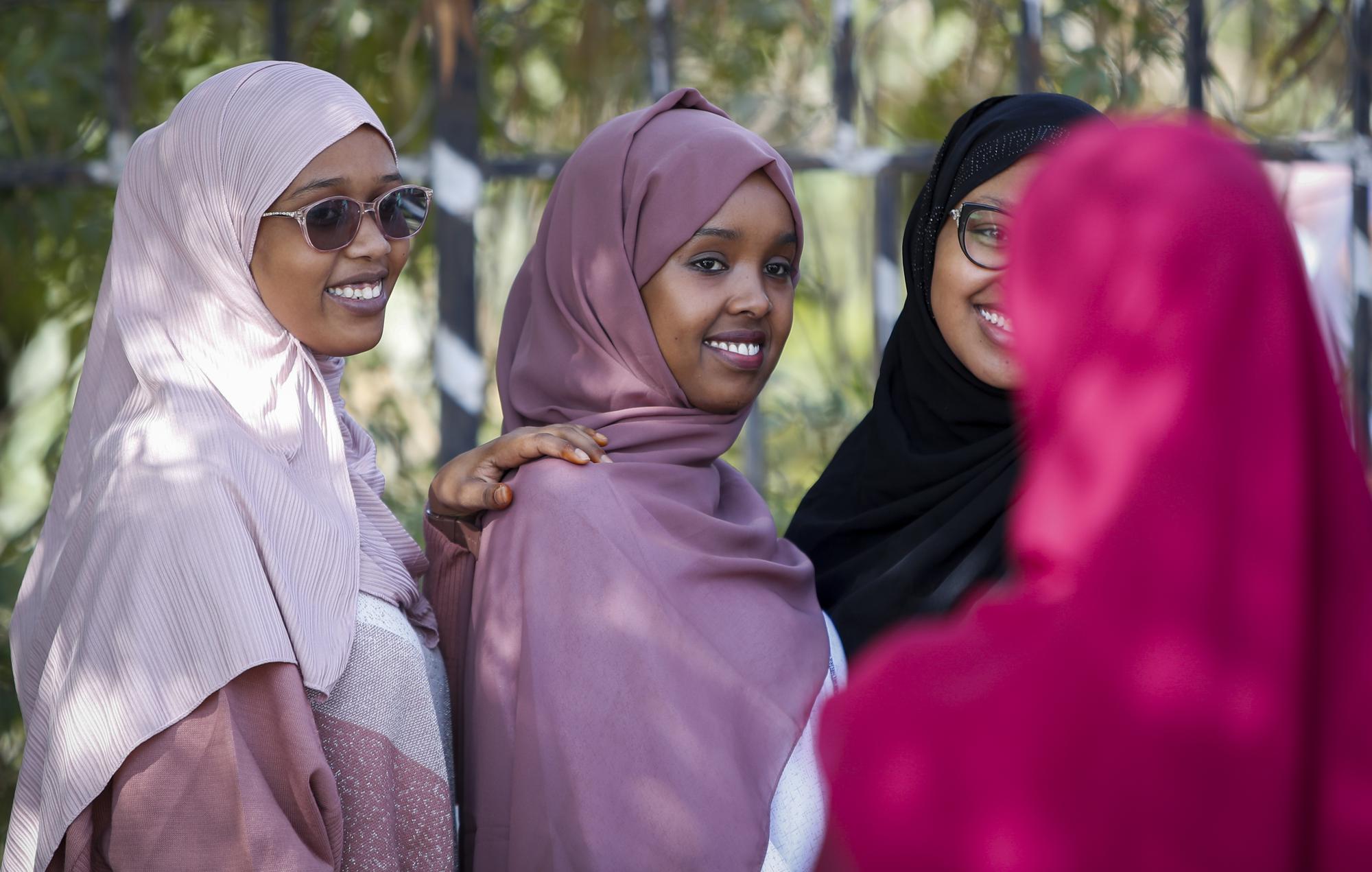 Students take pictures of each other at the Edna Adan University in Hargeisa, Somaliland, a semi-autonomous breakaway region of Somalia, Tuesday, Feb. 8, 2022. Officials and health workers say cases of female genital mutilation increased during the pandemic in parts of Africa and particularly in Somaliland where 98 percent of girls aged 5 to 11 undergo the procedure. (AP Photo/Brian Inganga)