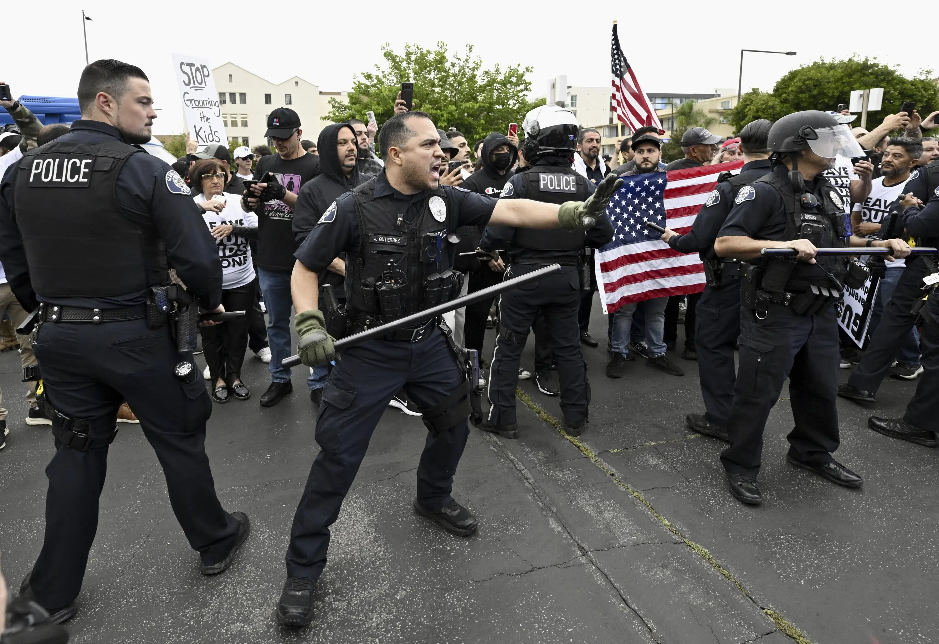 Protesters brawl as Southern California school district decides whether to recognize Pride Month