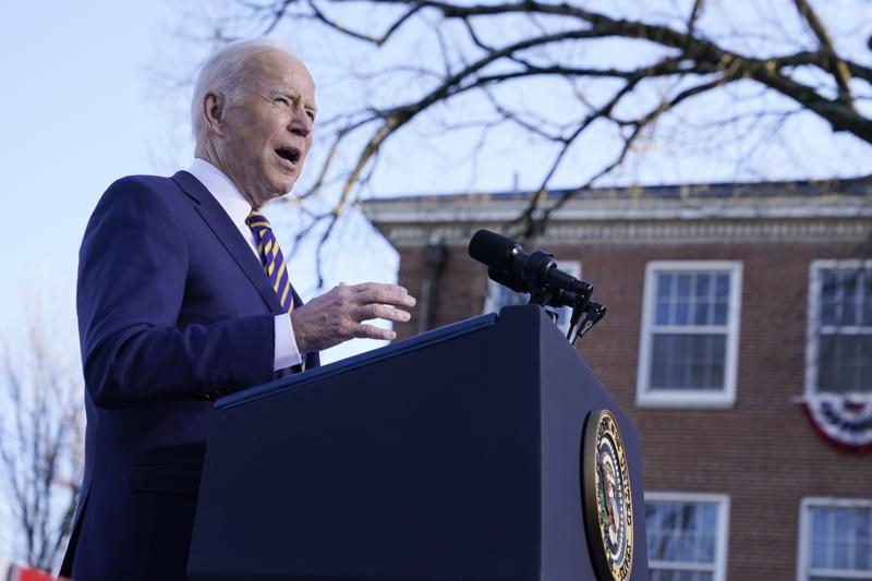 President Joe Biden speaks in support of changing the Senate filibuster rules that have stalled voting rights legislation, at Atlanta University Center Consortium, on the grounds of Morehouse College and Clark Atlanta University, Tuesday, Jan. 11, 2022, in Atlanta. (AP Photo/Patrick Semansky)