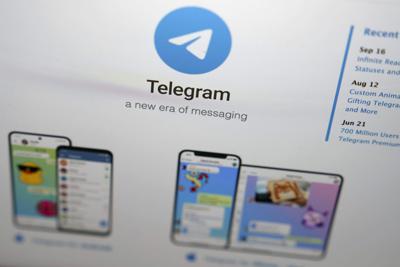 El sitio web de la aplicación de mensajería Telegram se ve en la pantalla de una computadora portátil en Múnich, Alemania, el lunes 17 de octubre de 2022. (Foto AP/Matthias Schrader)