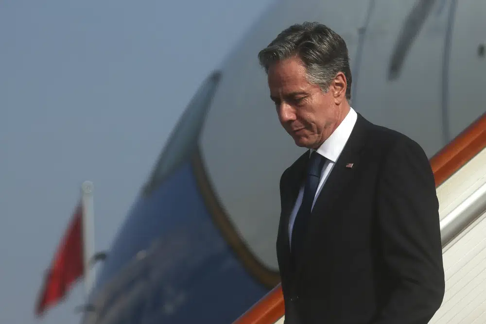 El secretario de Estado de Estados Unidos, Antony Blinken, llega a Beijing el domingo 18 de junio de 2023. (Leah Millis/Pool Photo vía AP)