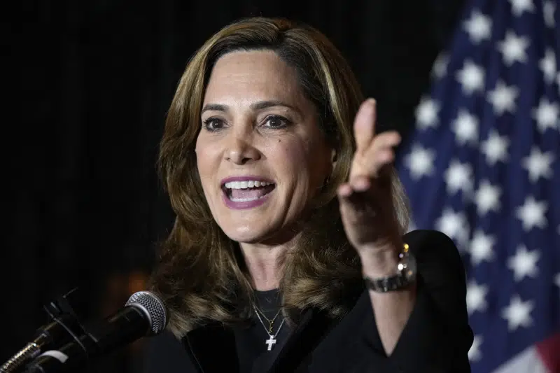 FILE - Rep. Maria Elvira Salazar, R-Fla., speaks at a Republican campaign rally in West Miami, Fla., Oct. 19, 2022. More than half of the residents in the slice of Miami that includes Little Havana were born abroad. And when Salazar ran for reelection in 2022, she won by 15 percentage points. The GOP's dominance of Florida's 27th congressional district is emblematic of the party's inroads with Latino voters in recent years in much of the U.S. and especially in Florida. (AP Photo/Rebecca Blackwell, File)