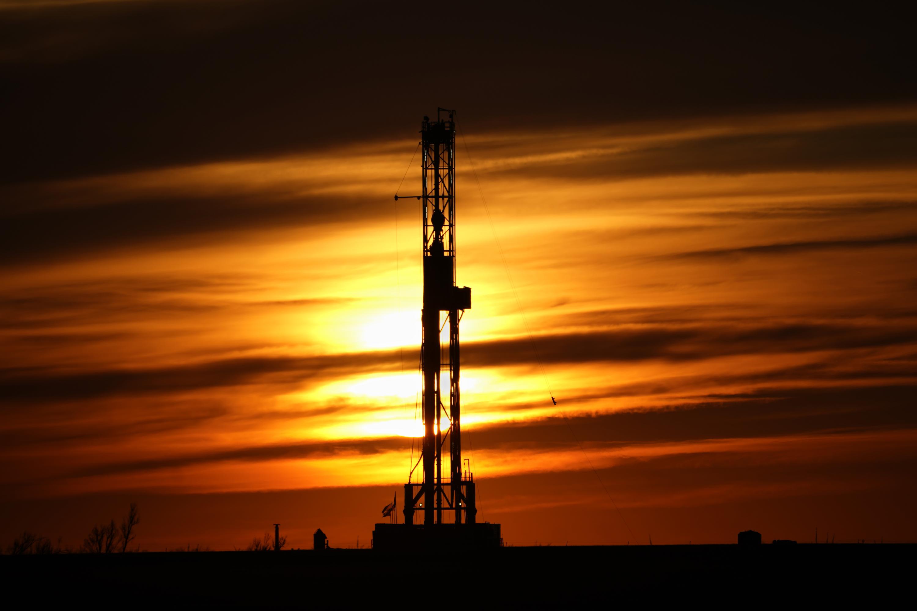 oil derrick sunset