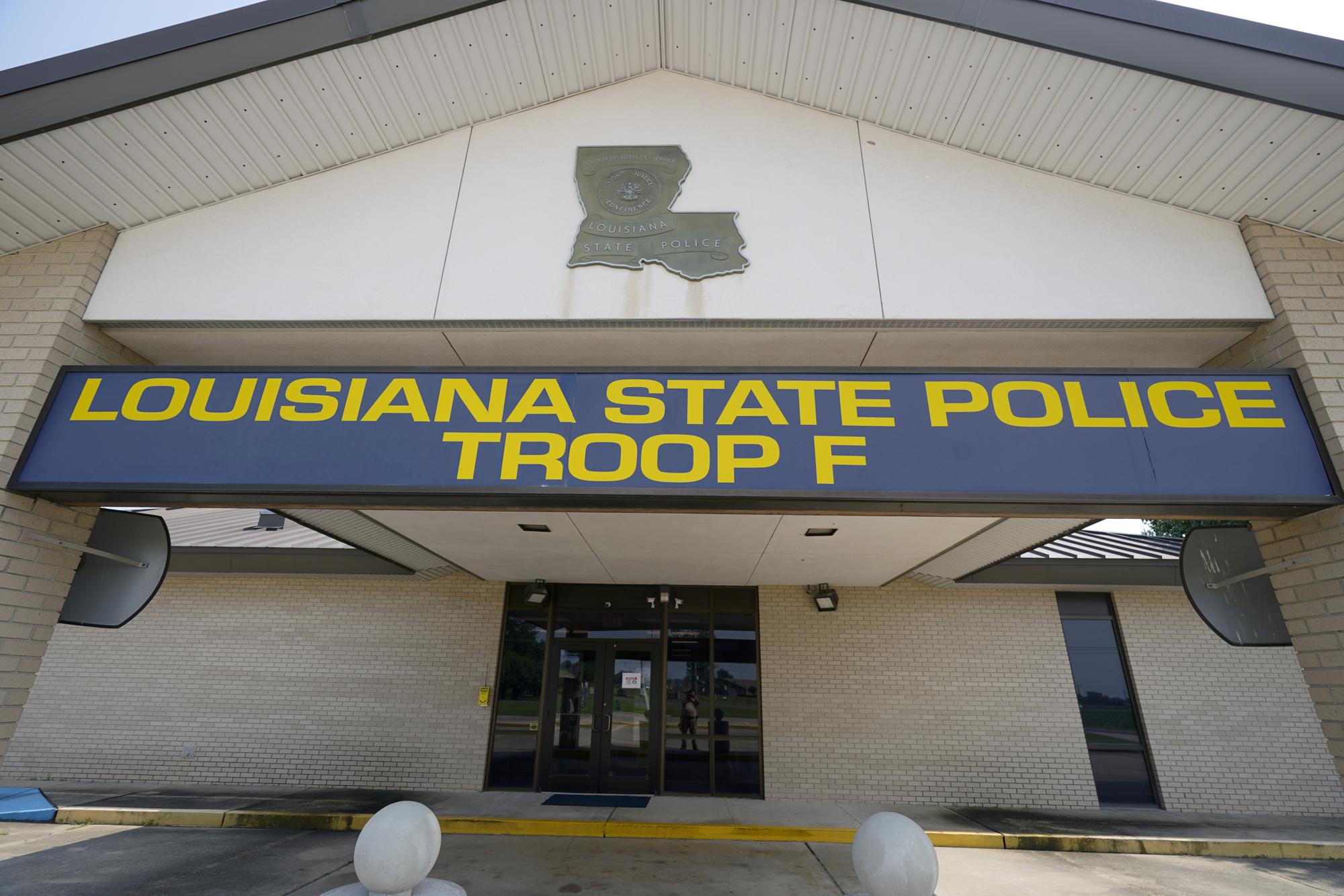 This Aug. 4, 2021 photo shows the front of Louisiana State Police Troop F headquarters in Monroe, La. A seven-member panel had been focused on reviewing thousands of hours of body camera footage from about a dozen specific troopers in northern Louisiana’s Troop F, including some of those involved in the beatings of Greene and three other Black motorists. But according to several people familiar with the matter who spoke The Associated Press on condition of anonymity, the panel was abruptly disbanded in July 2021 after just a few months' work following leaks about its existence. (AP Photo/Rogelio V. Solis)