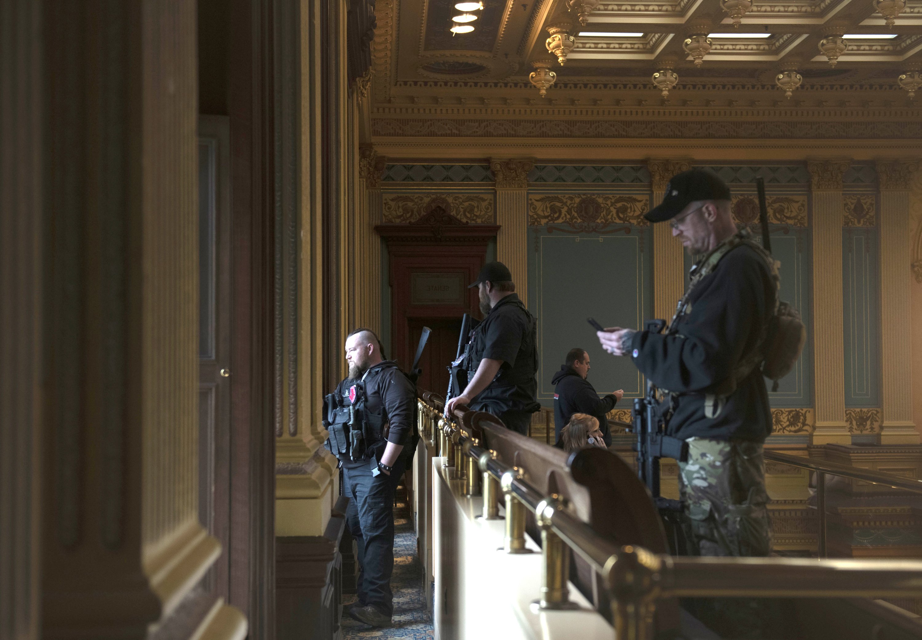 Michigan prohibits the open carrying of weapons in the Capitol