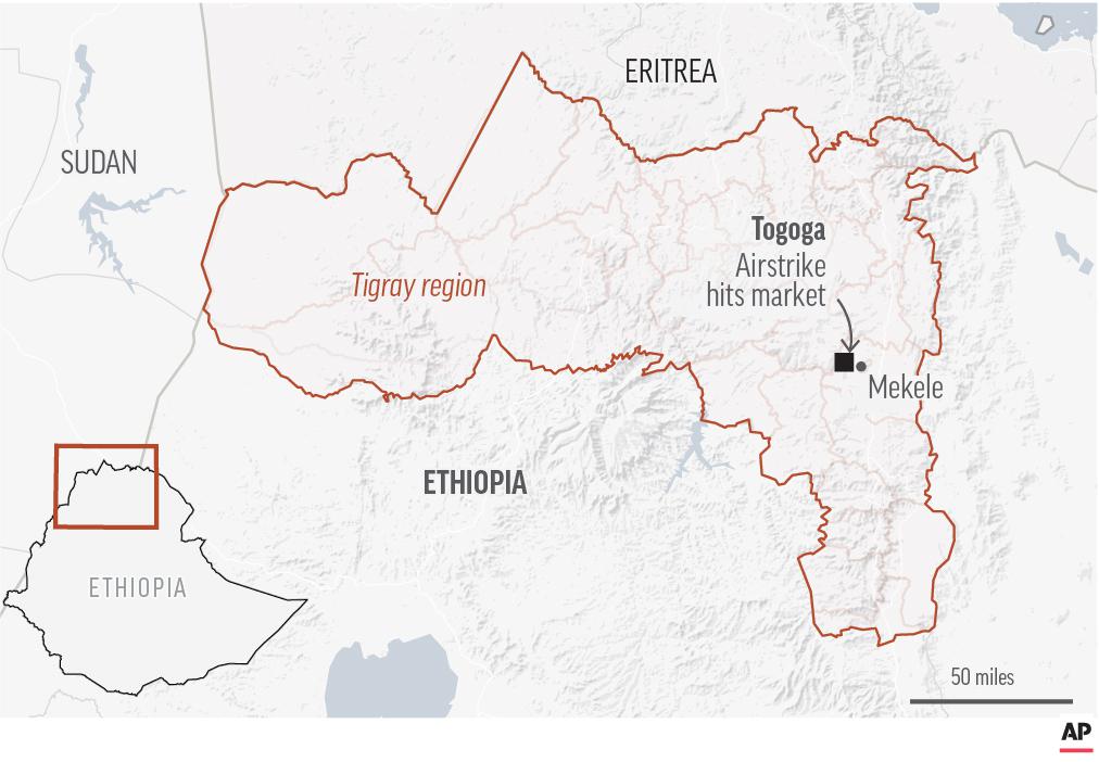 Witnesses say airstrike in Ethiopia's Tigray kills dozens