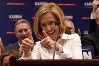 Republican Arizona Gubernatorial candidate Karrin Taylor Robson speaks to supporters at a campaign party, Tuesday, Aug. 2, 2022, in Phoenix. (AP Photo/Matt York)