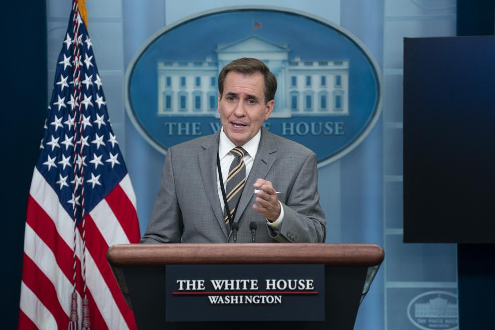 National Security Council spokesman John Kirby speaks during a briefing at the White House, Monday, Aug. 1, 2022, in Washington. (AP Photo/Evan Vucci)