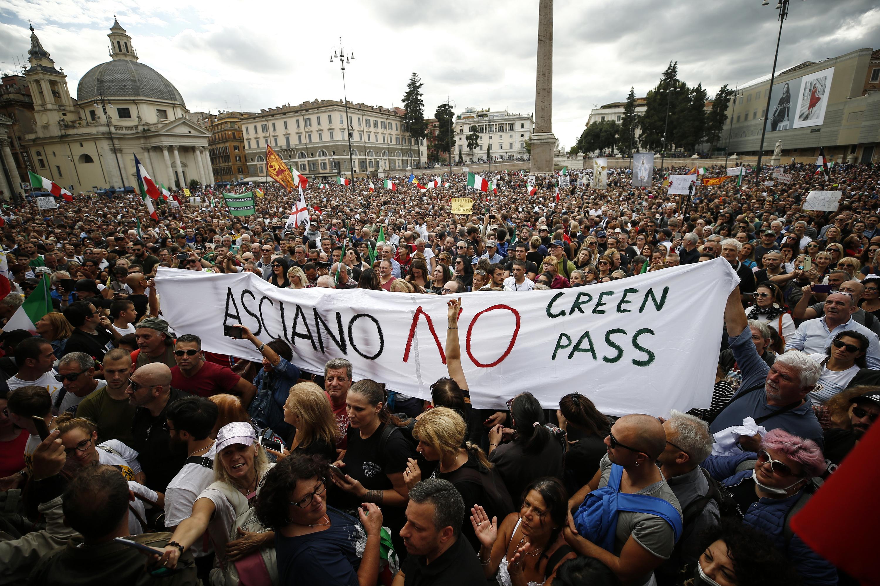 Thousands march in Rome to protest workplace vaccine rule AP News