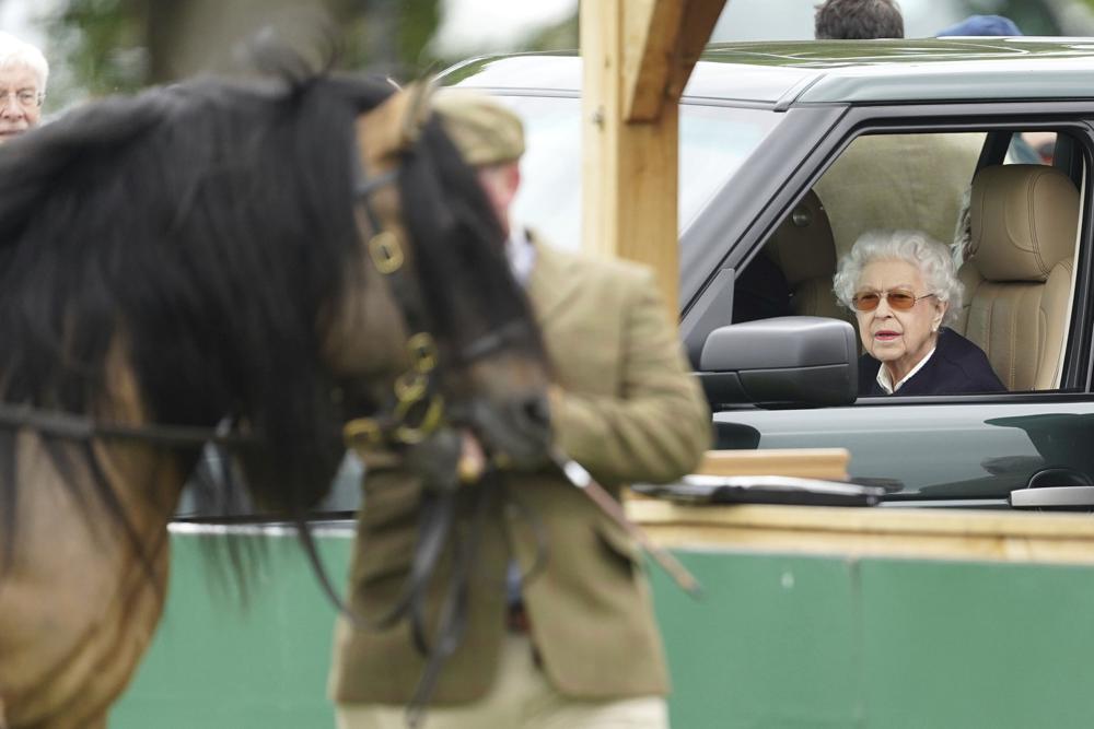 Britain's Queen Elizabeth II attends at the Royal Windsor Horse Show, Windsor, England, Friday May 13, 2022. The Queen's appearance at the Royal Windsor Horse Show came a few days after she delegated the opening of Parliament to Prince Charles. (Steve Parsons/PA via AP)