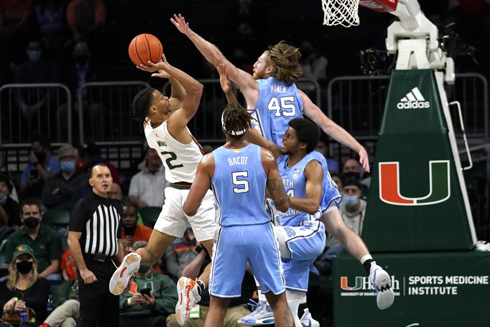 Miami builds 27-point halftime lead, cruises past UNC 85-57