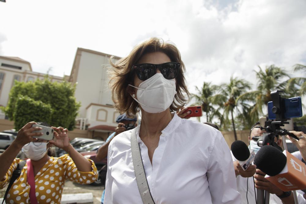 FILE - In this May 21, 2021 file photo, Cristiana Chamorro, former director of the Violeta Barrios de Chamorro Foundation for Reconciliation and Democracy, and daughter of a former president, arrives at the public Ministry where she was called for a meeting to explain alleged inconsistencies in financial reports filed with the government between 2015 and 2019 in Managua, Nicaragua. Nicaraguan authorities have accused on Tuesday, August 24, 2021, all of the children of former President Violeta Chamorro, journalist Carlos Fernando Chamorro who is in exile in Costa Rica, Cristiana Chamorro who was running for president before being thrown into house arrest and Pedro Juaquin Chamorro who has been imprisoned, on money laundering charges. ( AP Photo/Esteban Felix, File)