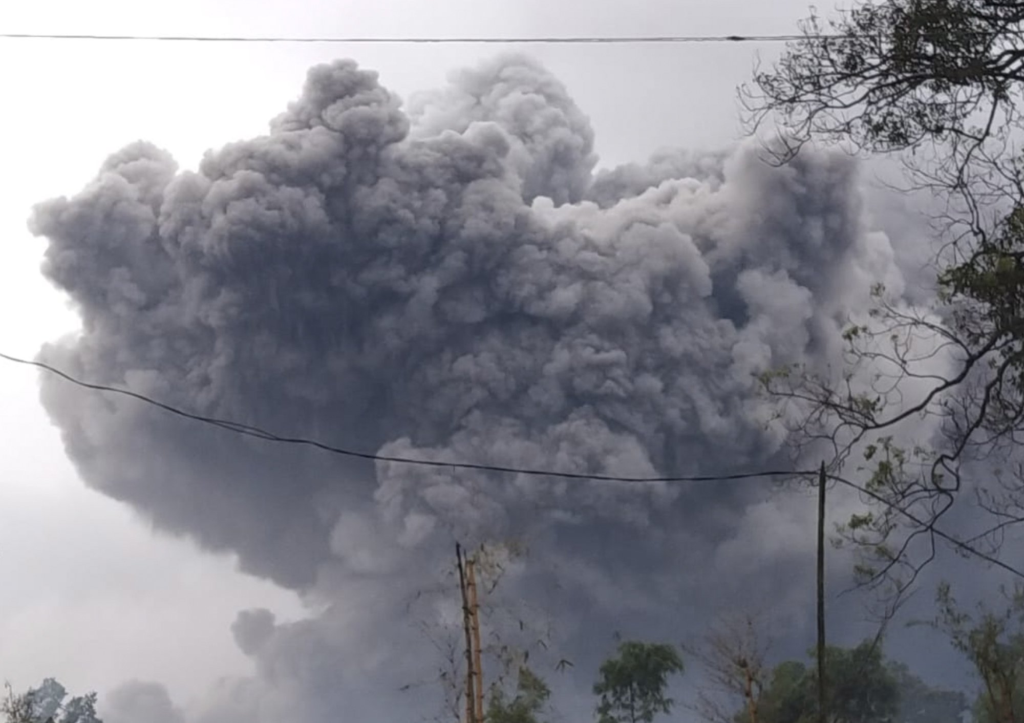 Semeru volcano on the island of Java in Indonesia spits out hot clouds