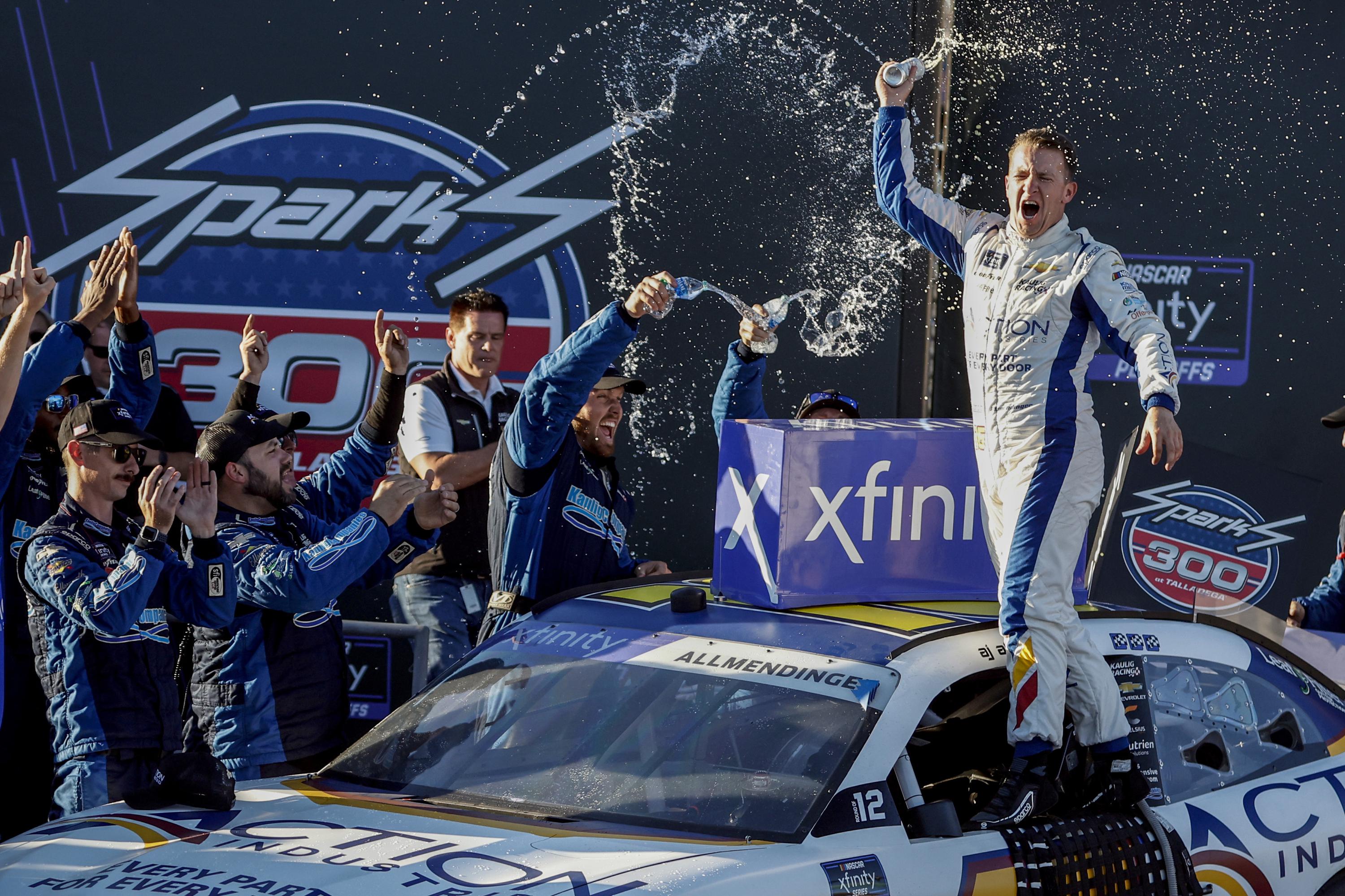 Allmendinger wins Talladega to advance in Xfinity playoffs AP News