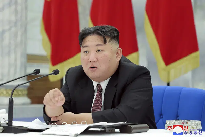 In this photo provided by the North Korean government, North Korean leader Kim Jong Un speaks during a meeting of the Workers’ Party of Korea at the party headquarters in Pyongyang, North Korea Friday, Dec. 30, 2022. Independent journalists were not given access to cover the event depicted in this image distributed by the North Korean government. The content of this image is as provided and cannot be independently verified. Korean language watermark on image as provided by source reads: "KCNA" which is the abbreviation for Korean Central News Agency. (Korean Central News Agency/Korea News Service via AP)
