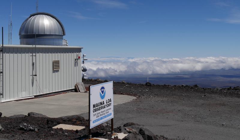 This 2019 photo provided by NOAA shows the Mauna Loa Atmospheric Baseline Observatory, high atop Hawaii