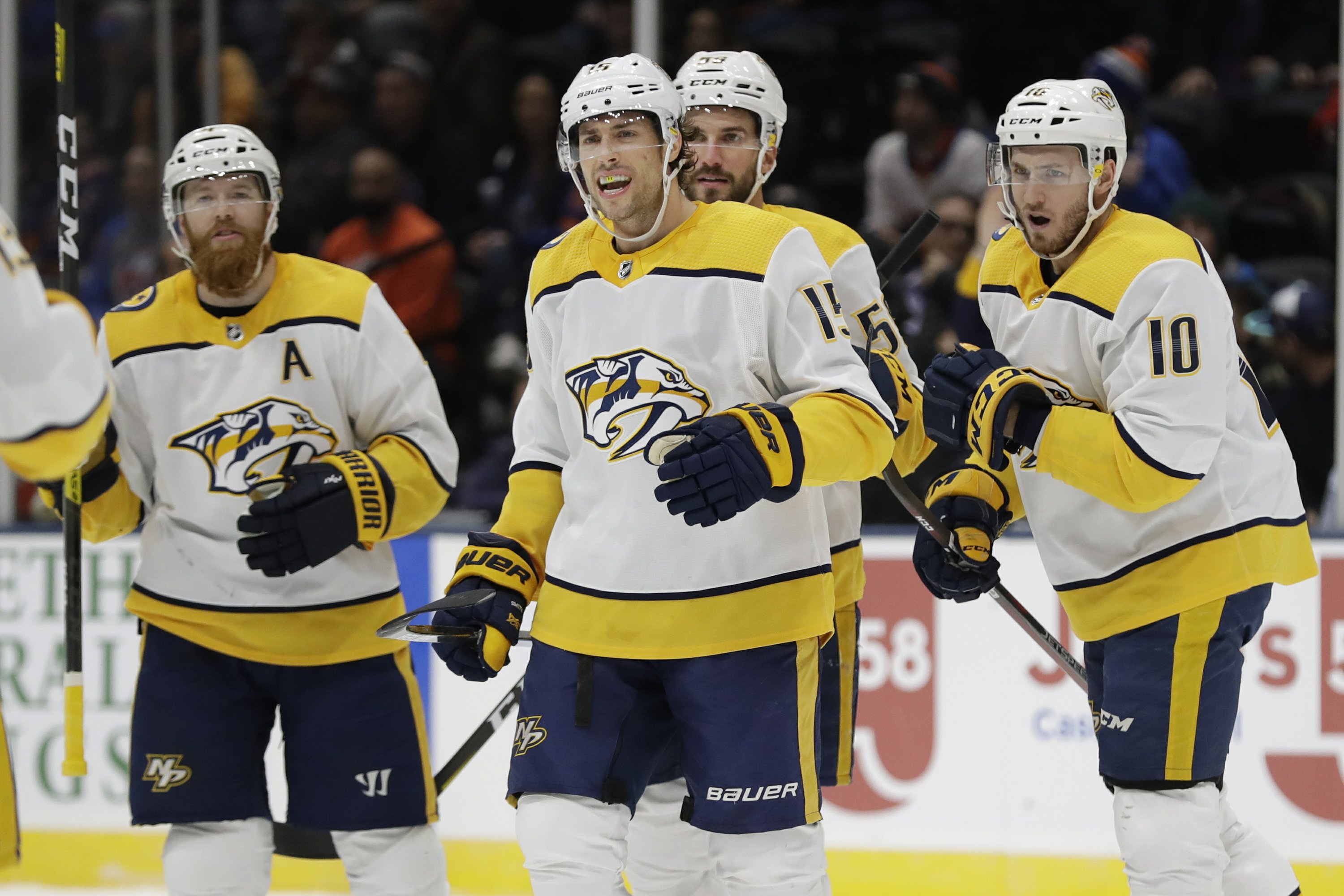 Predators score 7 straight goals, beat Islanders 83 AP News