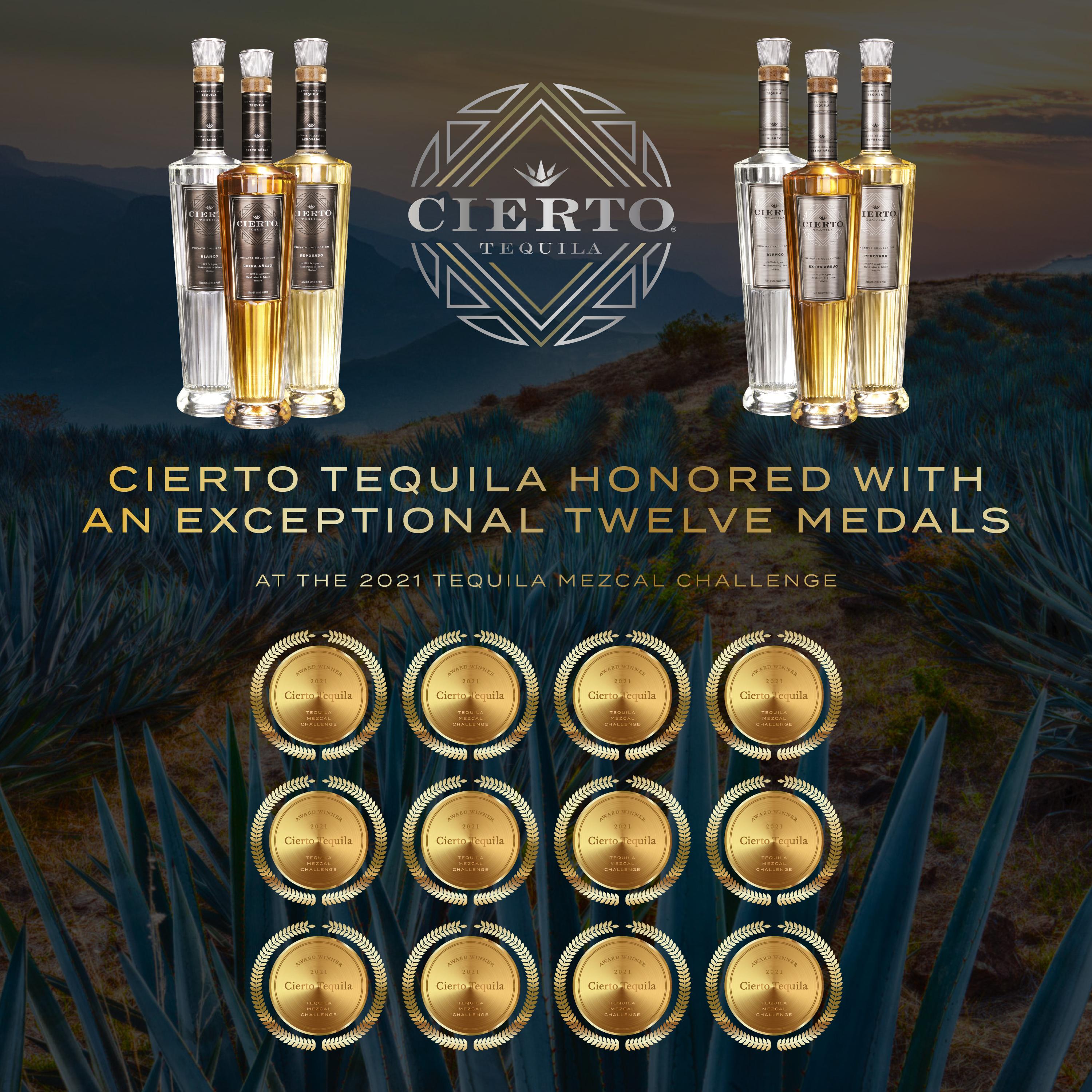 Cierto Tequila Honored With an Exceptional Twelve Medals at the 2021