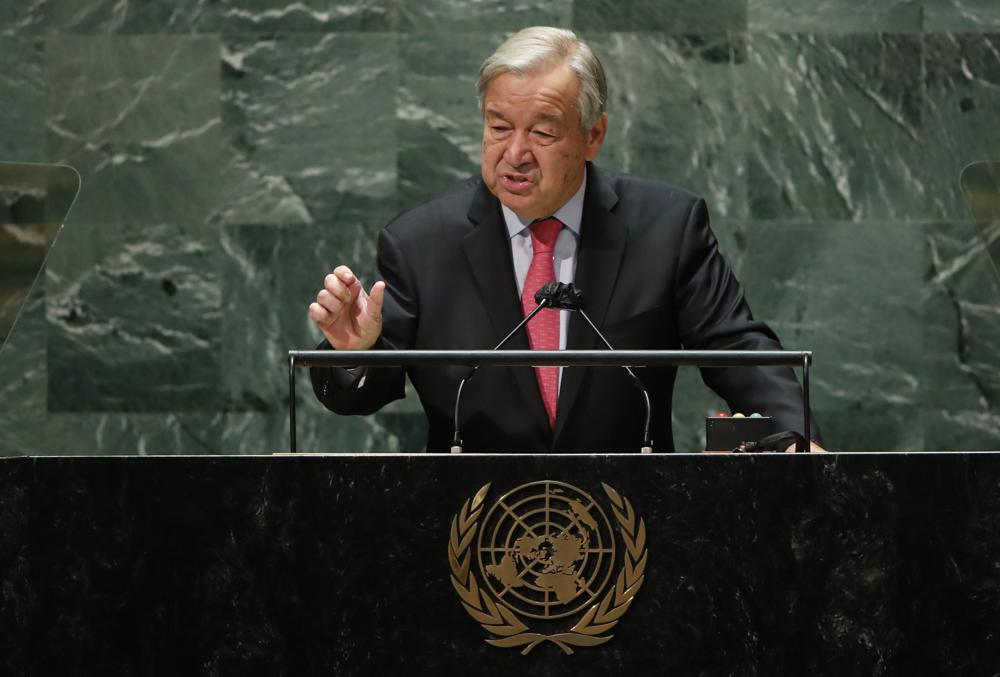 Der Generalsekretär der Vereinten Nationen, Antonio Guterres, spricht am Dienstag, 21. September 2021, im Hauptsitz der Vereinten Nationen in New York auf der 76. Sitzung der UN-Generalversammlung. (Eduardo Munoz/Pool-Foto über AP)