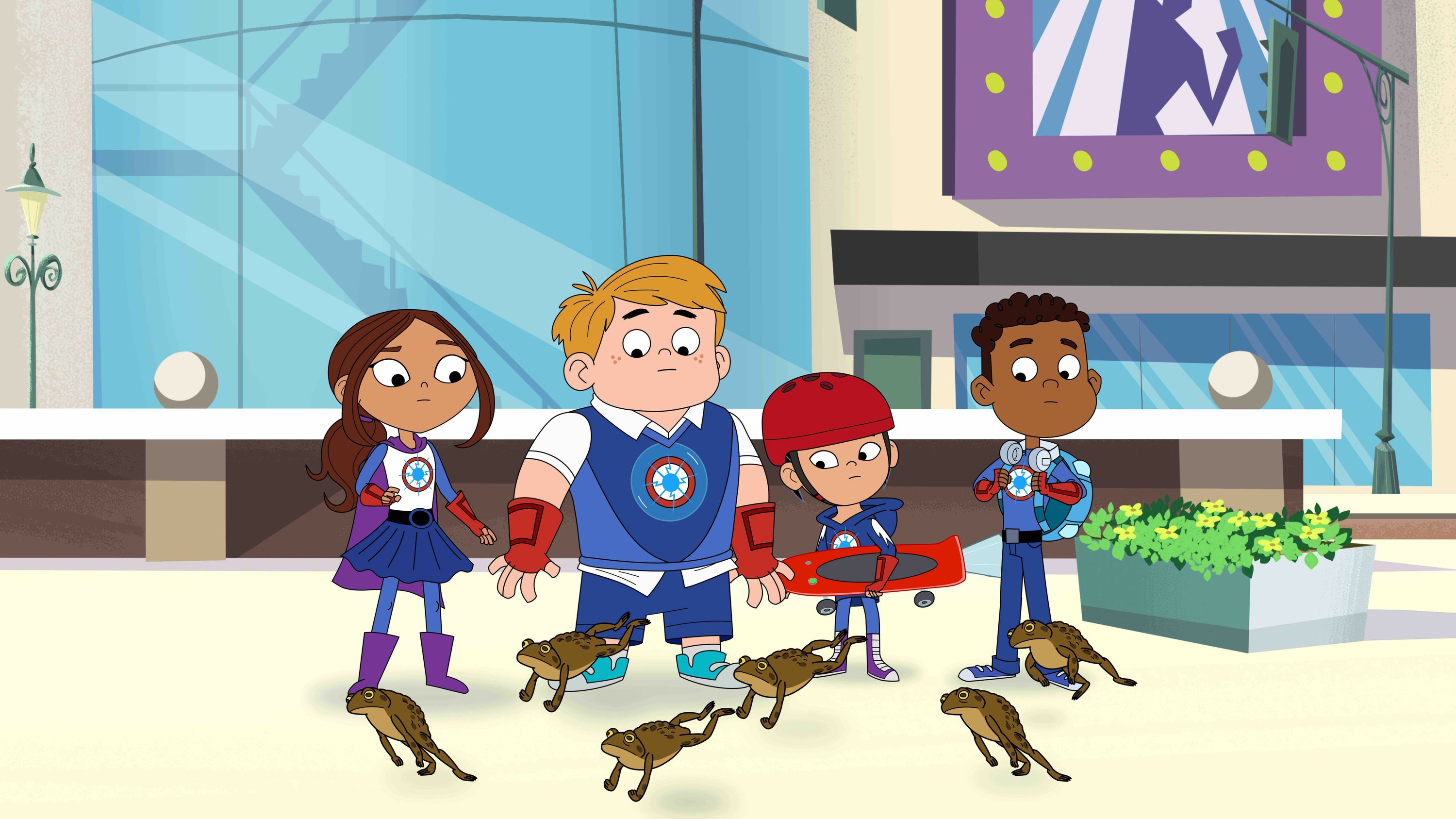 to the left) the protagonist of a kids show named super why (to