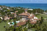 FILE - An aerial view of former President Donald Trump's Mar-a-Lago club in Palm Beach, Fla., on Aug. 31, 2022. The Justice Department issued a subpoena for the return of classified documents that Trump had refused to give back, then obtained a warrant and seized more than 100 documents during a dramatic August search of his Florida estate, Mar-a-Lago. (AP Photo/Steve Helber, File)