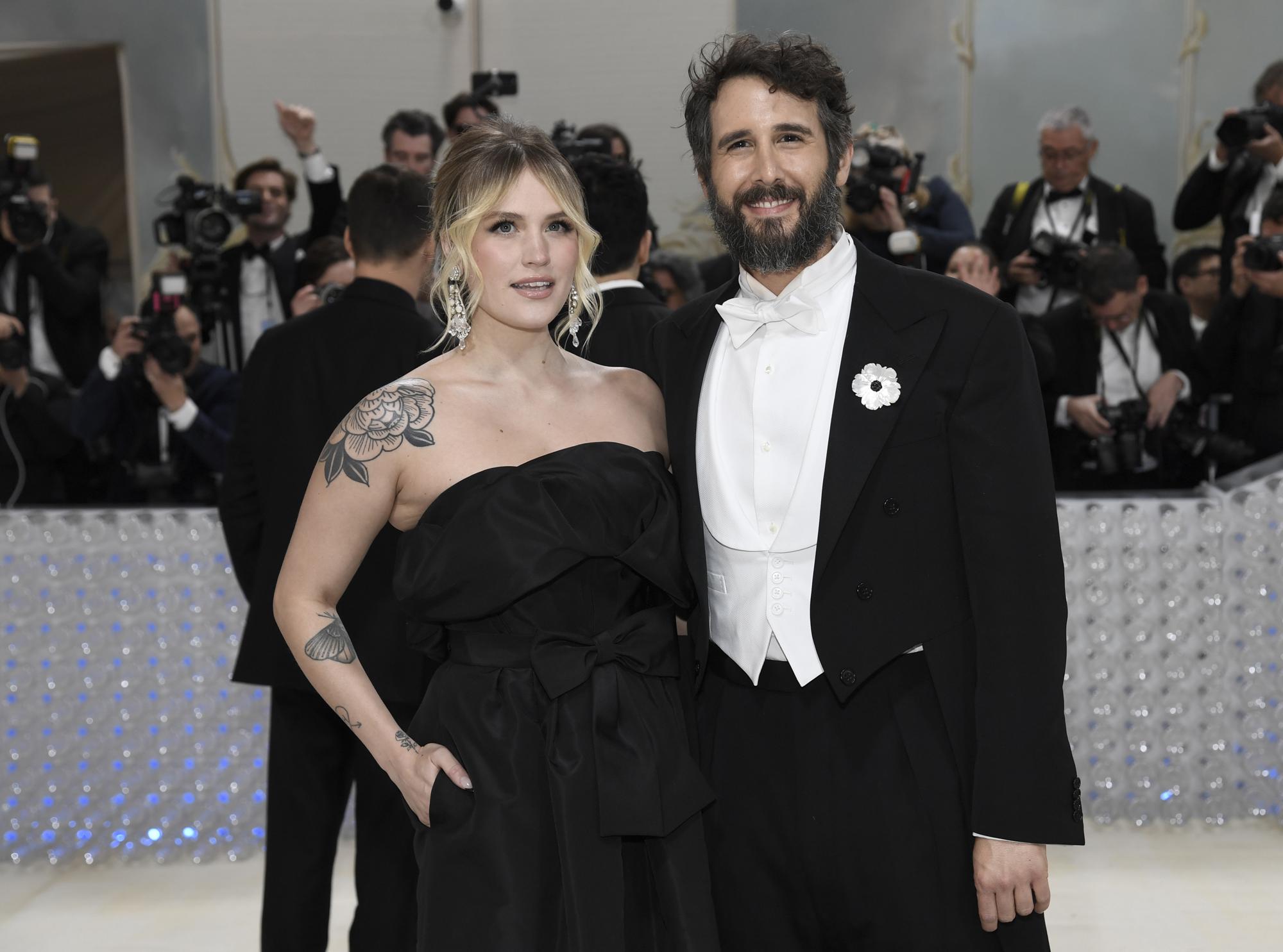 Natalie McQueen, left, and Josh Groban attend The Metropolitan Museum of Art's Costume Institute benefit gala celebrating the opening of the "Karl Lagerfeld: A Line of Beauty" exhibition on Monday, May 1, 2023, in New York. (Photo by Evan Agostini/Invision/AP)