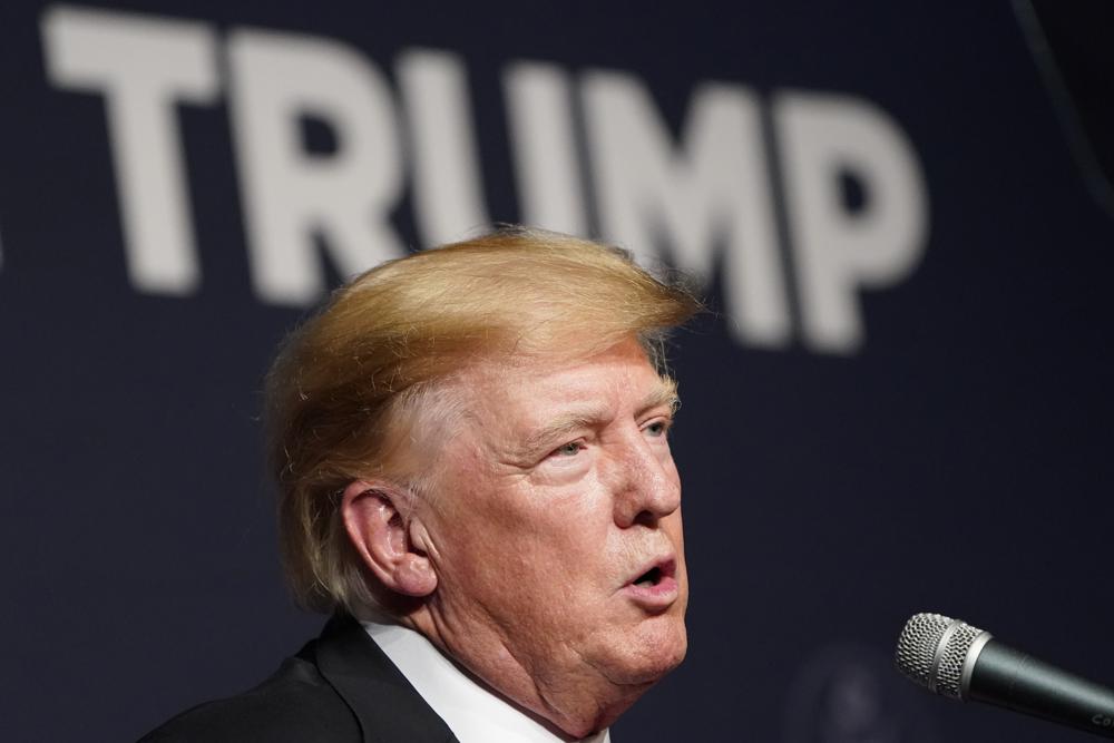 Former President Donald Trump speaks during an event with Joe Lombardo, Clark County sheriff and Republican candidate for Nevada governor, and republican Nevada Senate candidate Adam Laxalt, on July 8, 2022, in Las Vegas. (AP Photo/John Locher)