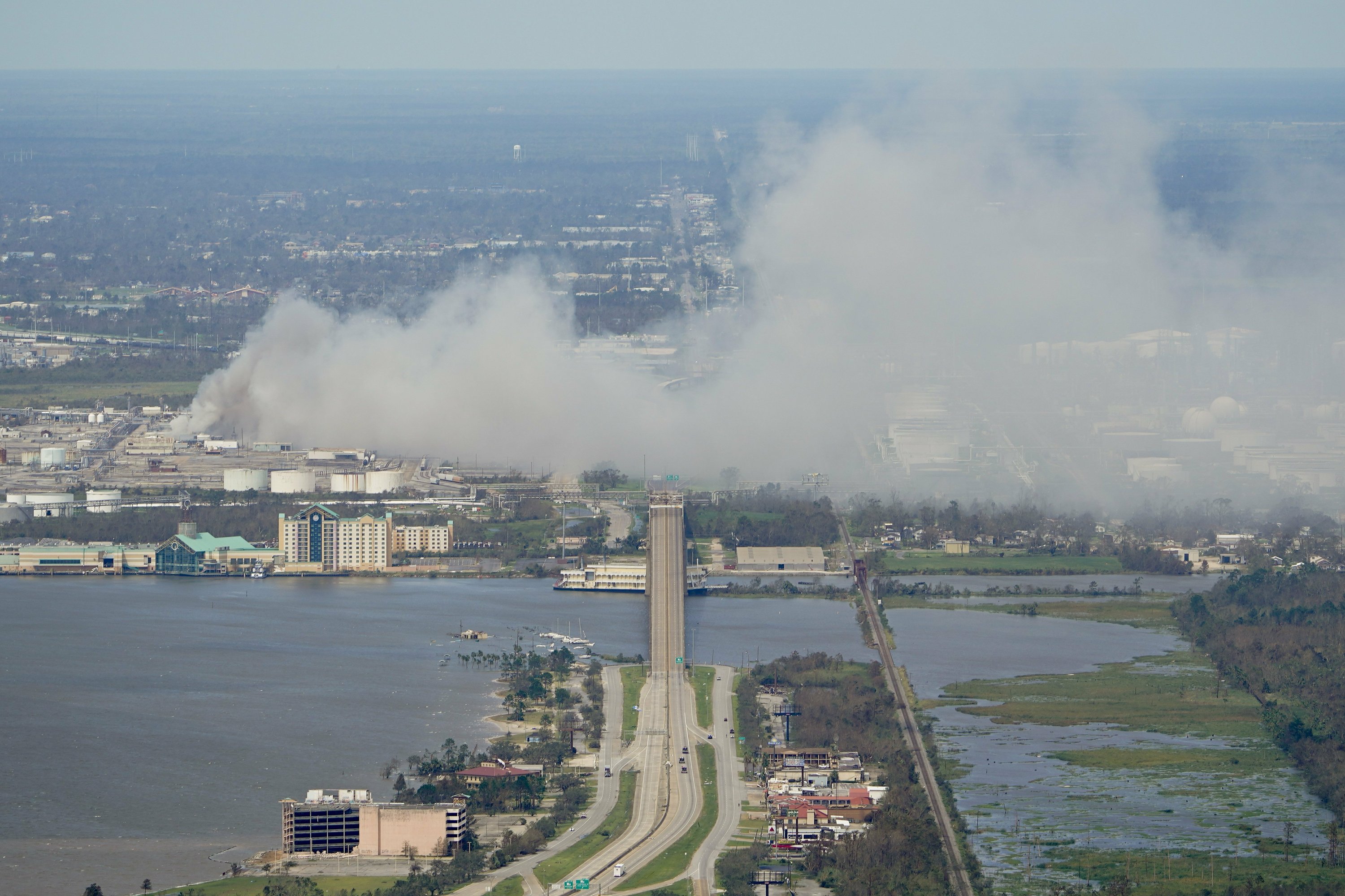 Key air monitors offline after Laura hits Louisiana gas hub - The Associated Press