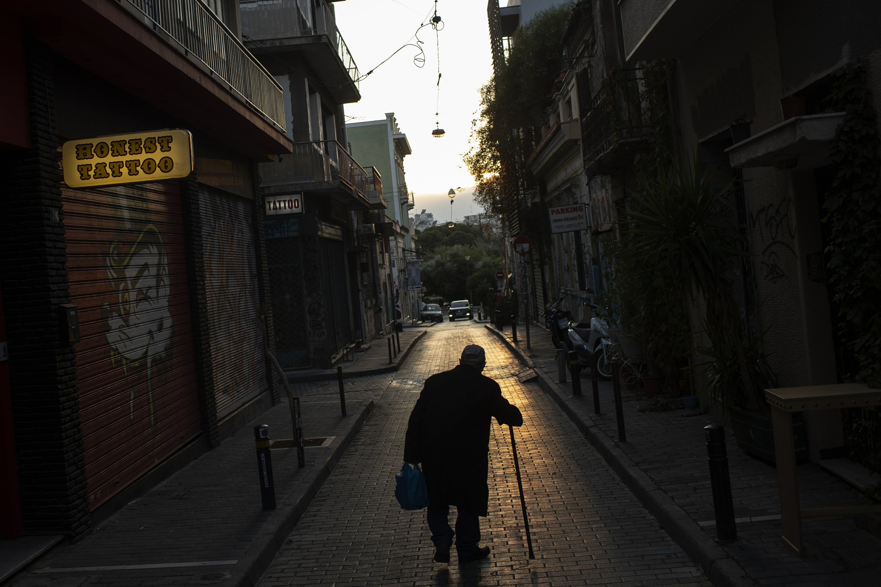 Virus empties streets of old Athens